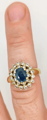 Bague 53.5 Bague pompadour en or jaune avec saphir et diamants 58 Facettes 241