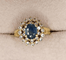 Bague 53.5 Bague pompadour en or jaune avec saphir et diamants 58 Facettes 241