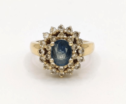 Bague 53.5 Bague pompadour en or jaune avec saphir et diamants 58 Facettes 241