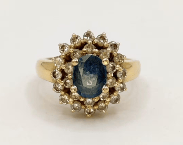 Bague 53.5 Bague pompadour en or jaune avec saphir et diamants 58 Facettes 241