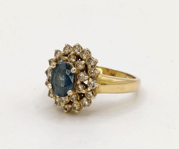 Bague 53.5 Bague pompadour en or jaune avec saphir et diamants 58 Facettes 241