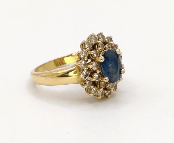 Bague 53.5 Bague pompadour en or jaune avec saphir et diamants 58 Facettes 241
