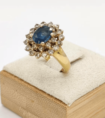 Bague 53.5 Bague pompadour en or jaune avec saphir et diamants 58 Facettes 241