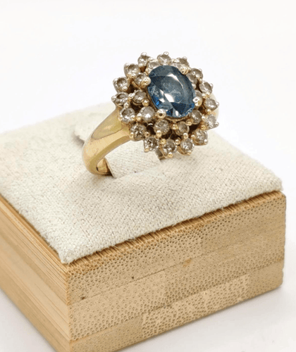 Bague 53.5 Bague pompadour en or jaune avec saphir et diamants 58 Facettes 241