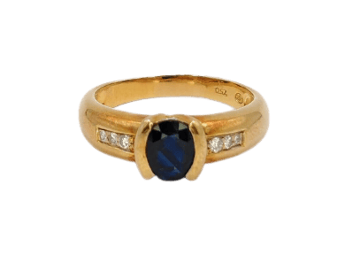 59 Bague jonc en or jaune, saphir et diamants 58 Facettes 244