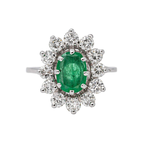 51 Bague Pompadour en or blanc, émeraude et diamants 58 Facettes 5317806CN