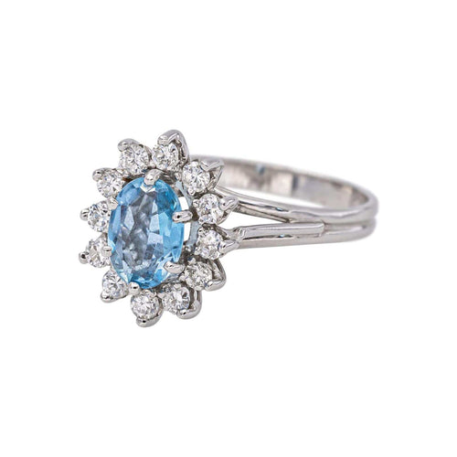 53 Bague Pompadour en or blanc, aigue-marine et diamants 58 Facettes 5763608CN