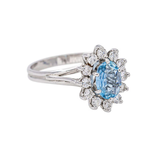 53 Bague Pompadour en or blanc, aigue-marine et diamants 58 Facettes 5763608CN