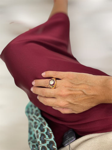 Bague Vintage - Bague cocktail en or jaune, diamant et rubis 58 Facettes