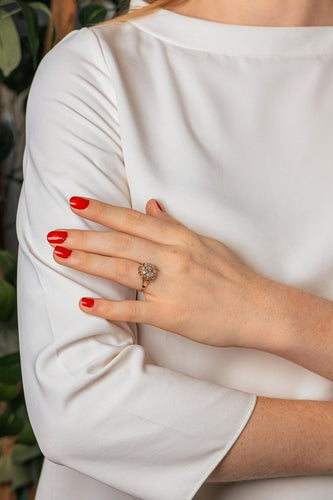 54 Bague Marguerite en or rose, or blanc et diamants 58 Facettes 5408493CN