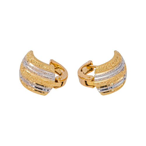 Boucles d'oreilles dormeuses en or jaune et blanc 58 Facettes 5840606CN