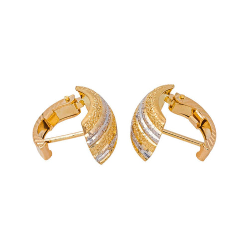 Boucles d'oreilles dormeuses en or jaune et blanc 58 Facettes 5840606CN