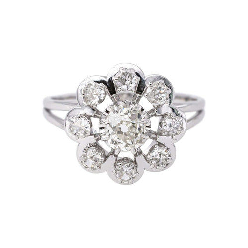 60 Bague en or blanc et diamants taille ancienne 58 Facettes 5085696CN