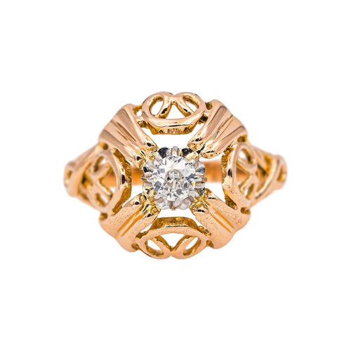 50 Bague solitaire en or rose, platine et diamant 58 Facettes 5284202CN