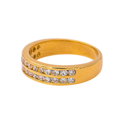 55 Demi-alliance - Bague en or jaune et diamants 58 Facettes 5709162CN