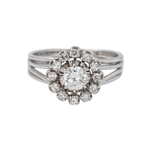 56 Marguerite - Bague en or blanc, platine et diamants 58 Facettes 5284201CN
