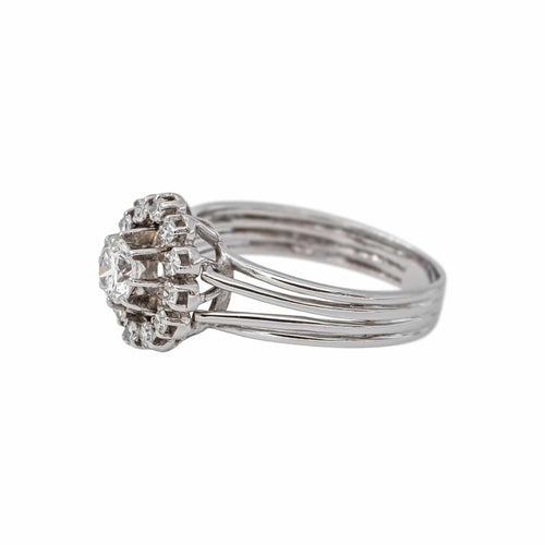 56 Marguerite - Bague en or blanc, platine et diamants 58 Facettes 5284201CN
