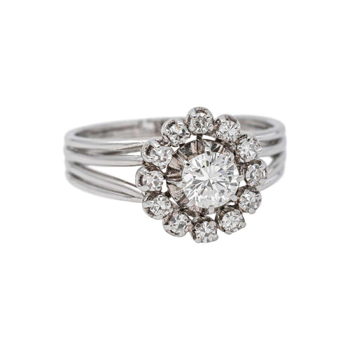 56 Marguerite - Bague en or blanc, platine et diamants 58 Facettes 5284201CN