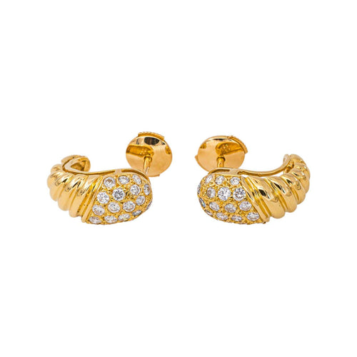 Boucles d'oreilles demi-créoles en or jaune et diamants 58 Facettes 5742438CN