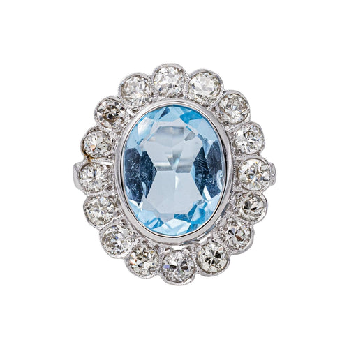 55 Bague Pompadour en or blanc, topaze et diamants 58 Facettes 4423009CN