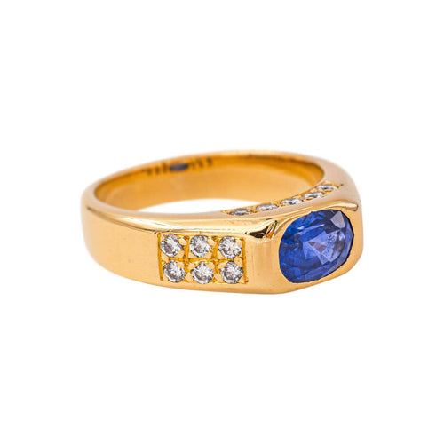 57 Bague bandeau en or jaune, saphir et diamants 58 Facettes 4958929CN