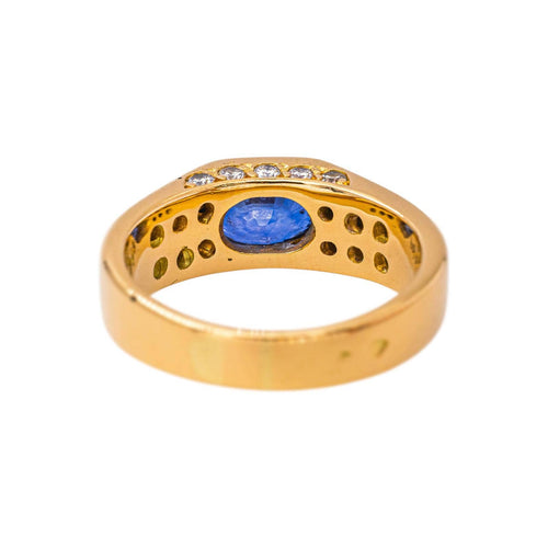 57 Bague bandeau en or jaune, saphir et diamants 58 Facettes 4958929CN