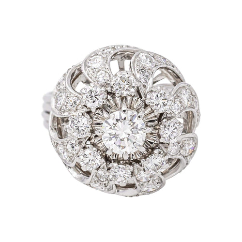 54 Bague dôme en platine et diamants 58 Facettes 5284200CN
