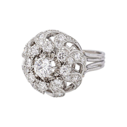 54 Bague dôme en platine et diamants 58 Facettes 5284200CN