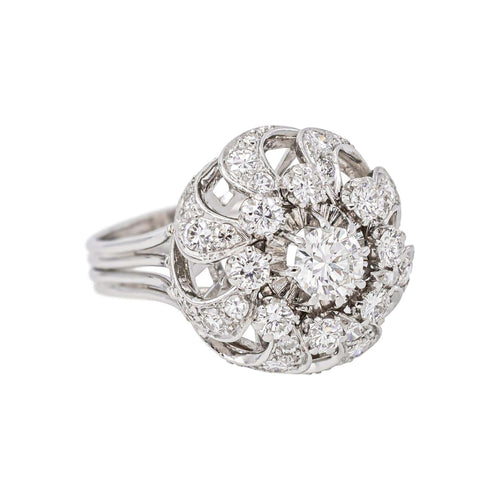 54 Bague dôme en platine et diamants 58 Facettes 5284200CN