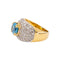 56 Bague dôme en or jaune et blanc, topaze bleue et diamants 58 Facettes 4913203CN