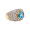 56 Bague dôme en or jaune et blanc, topaze bleue et diamants 58 Facettes 4913203CN