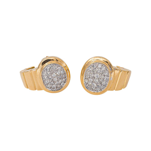 Boucles d'oreilles en or jaune et blanc avec diamants 58 Facettes 5766043CN