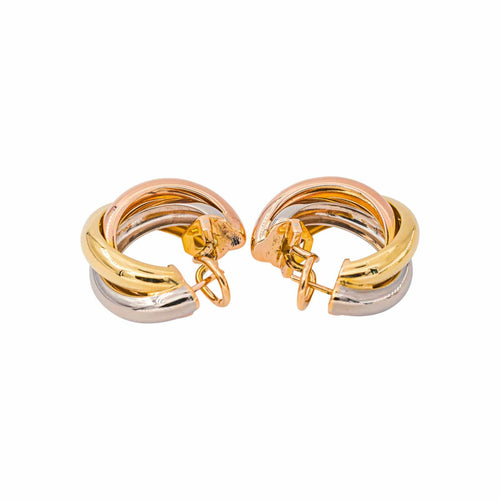 Cartier Trinity - Boucles d'oreilles créoles en ors jaune, rose et blanc 58 Facettes 5786995CN