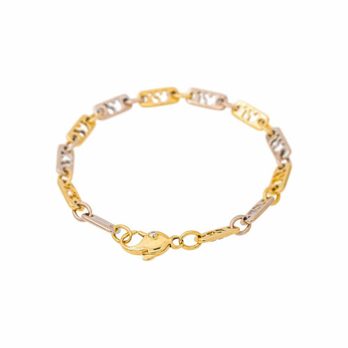 C'est Laudier - Bracelet maille ajourée en or jaune et blanc et diamants 58 Facettes 5481223CN