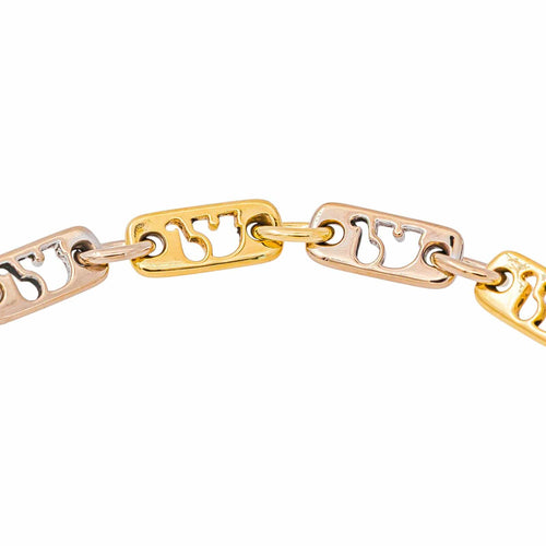 C'est Laudier - Bracelet maille ajourée en or jaune et blanc et diamants 58 Facettes 5481223CN