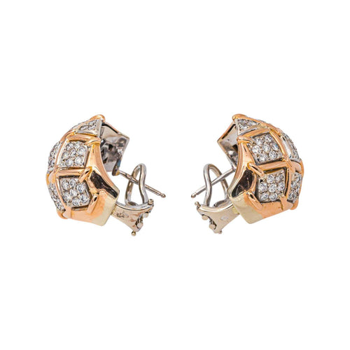 Boucles d'oreilles en or rose et blanc et diamants 58 Facettes 5348119CN