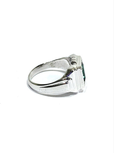 51.5 Art déco - Bague en or blanc et tourmaline verte 58 Facettes 1792426
