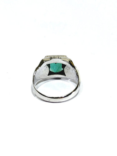 51.5 Art déco - Bague en or blanc et tourmaline verte 58 Facettes 1792426