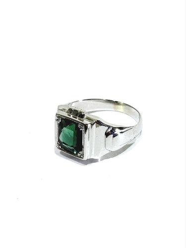 51.5 Art déco - Bague en or blanc et tourmaline verte 58 Facettes 1792426