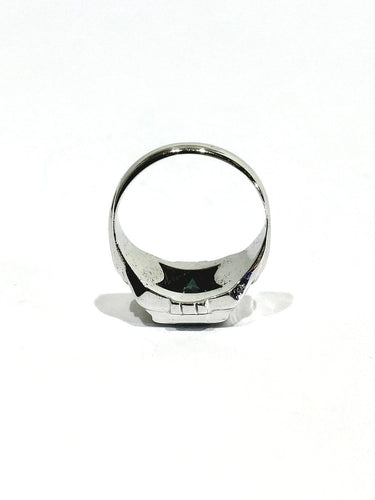 51.5 Art déco - Bague en or blanc et tourmaline verte 58 Facettes 1792426