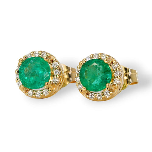 Boucles d'oreilles Boucles d'oreilles en or jaune 14 ct, émeraudes et diamants 58 Facettes E0031