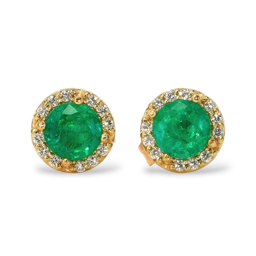 Boucles d'oreilles Boucles d'oreilles en or jaune 14 ct, émeraudes et diamants 58 Facettes E0031