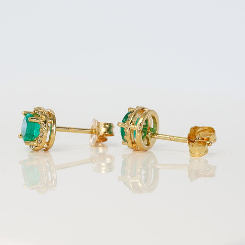 Boucles d'oreilles Boucles d'oreilles en or jaune 14 ct, émeraudes et diamants 58 Facettes E0031