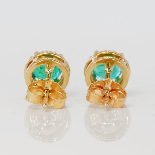 Boucles d'oreilles Boucles d'oreilles en or jaune 14 ct, émeraudes et diamants 58 Facettes E0031