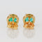 Boucles d'oreilles Boucles d'oreilles en or jaune 14 ct, émeraudes et diamants 58 Facettes E0031