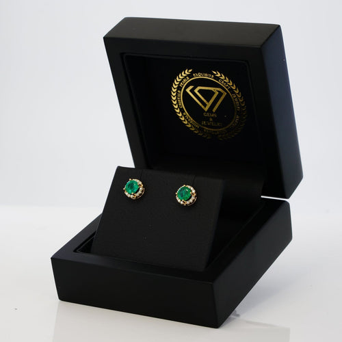 Boucles d'oreilles Boucles d'oreilles en or jaune 14 ct, émeraudes et diamants 58 Facettes E0031
