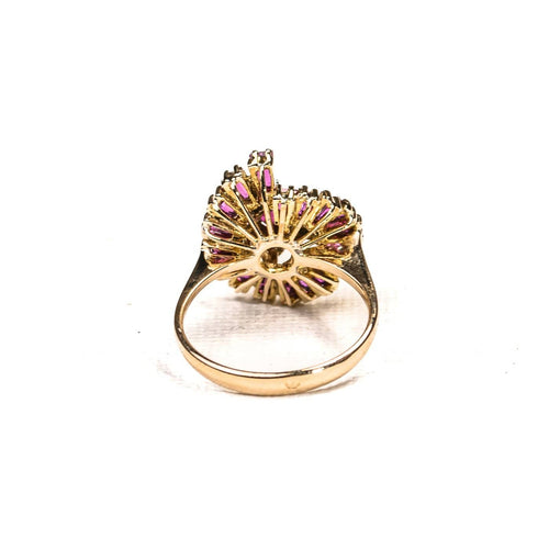 Bague 53 Bague jupe en or jaune, rubis et diamants 58 Facettes LMB-378