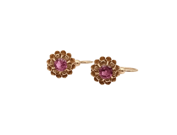 Dormeuses anciennes - Boucles d'oreilles en or 18K et grenats 58 Facettes Debal/20/0