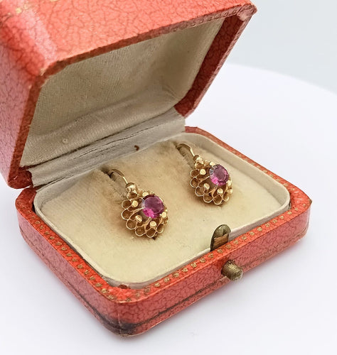 Dormeuses anciennes - Boucles d'oreilles en or 18K et grenats 58 Facettes Debal/20/0