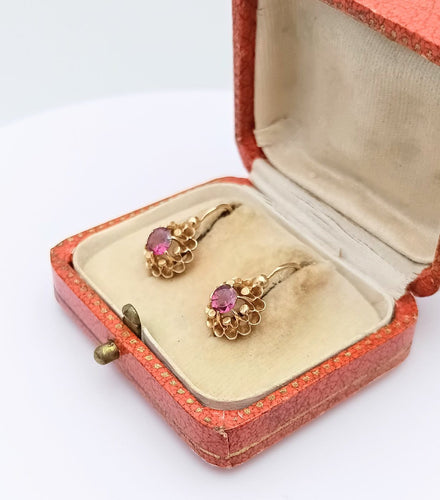 Dormeuses anciennes - Boucles d'oreilles en or 18K et grenats 58 Facettes Debal/20/0